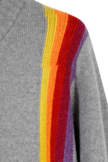 THE ELDER STATESMAN Intarsia Front Back Rainbow Sweater 02