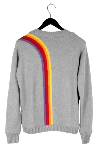 THE ELDER STATESMAN Intarsia Front Back Rainbow Sweater 03