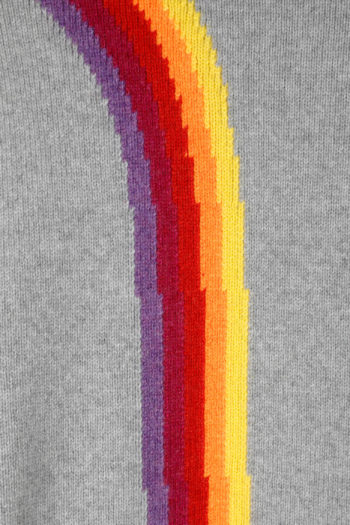 THE ELDER STATESMAN Intarsia Front Back Rainbow Sweater 04