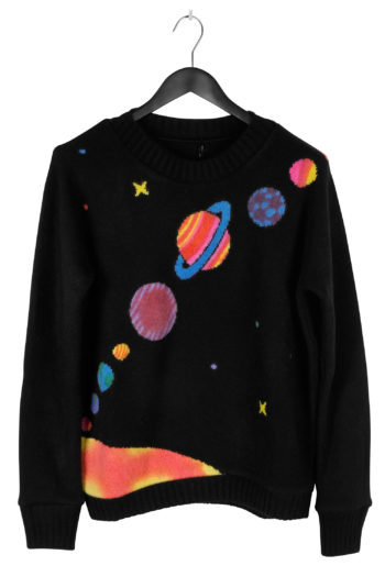 THE ELDER STATESMAN Intarsia Front Painted Solar System Sweater 01