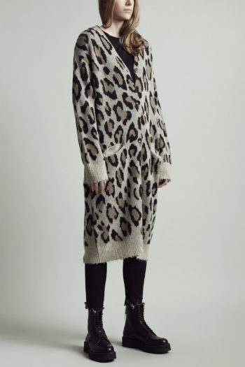 R13 Long Leopard Cashmere Cardigan 1