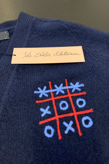 THE ELDER STATESMAN Tic Tac Toe Score Embroidered Cardigan 2