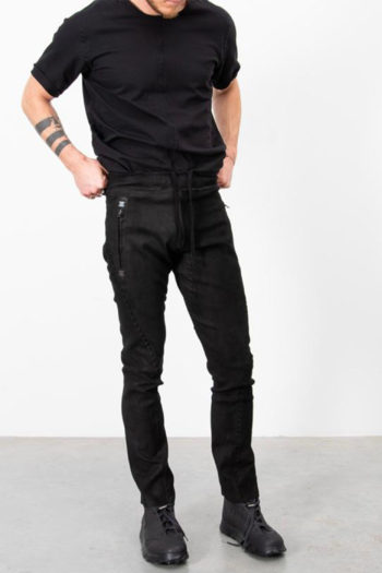 ISAAC SELLAM Slim Leather Pants w Drawstring 1