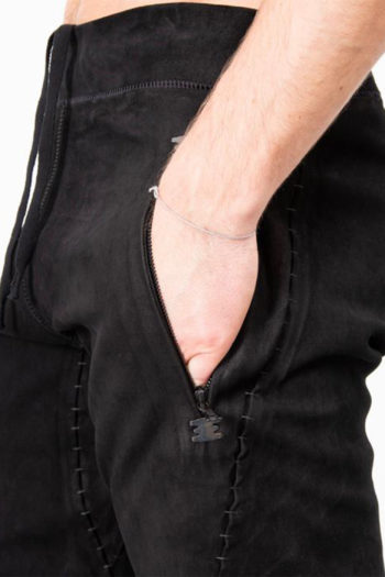 ISAAC SELLAM Slim Leather Pants w Drawstring 3